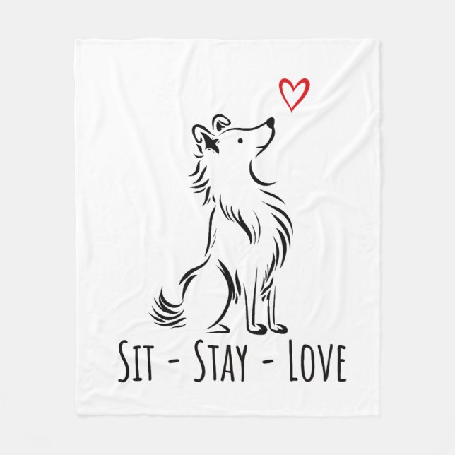 Couverture Polaire Sit-Stay-Love Sheltie (Devant)