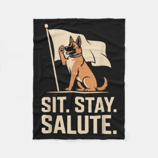 Couverture Polaire Sit Stay Salute Funny K9 Dog Command Tribute 
