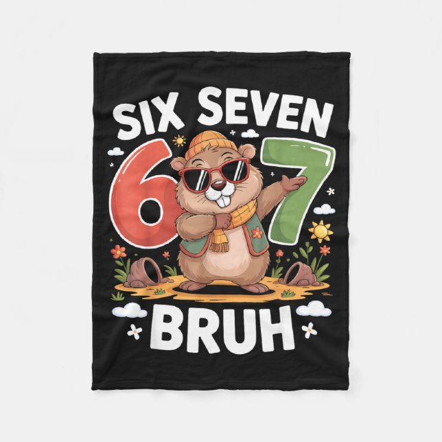 Couverture Polaire Six Seven 67 Bruh Groundhog Dabbing Drôle 6 7 Meme (Devant)