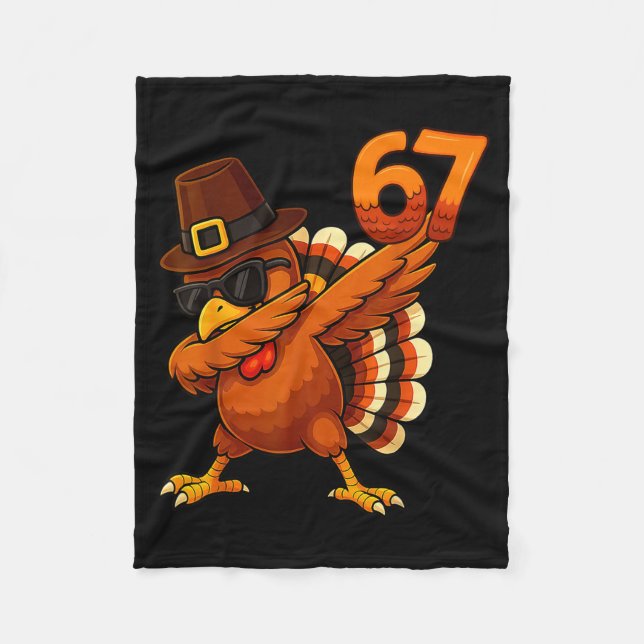 Couverture Polaire Six Seven 67 Dinde de Thanksgiving drôle mème reco (Devant)