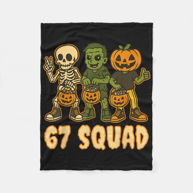 Couverture Polaire Six Seven 67 Squad Skeleton Pumpkin Halloween Boys (Devant)