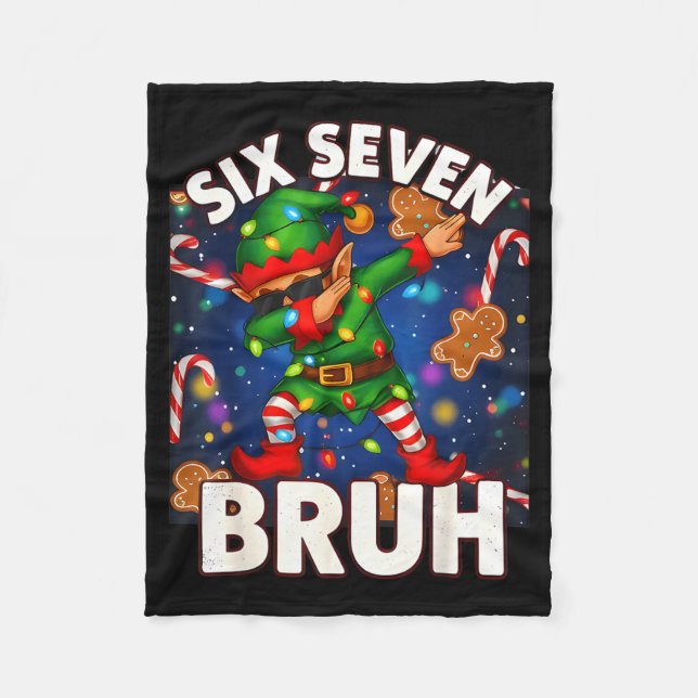 Couverture Polaire Six Seven 6 7 Funny Bruh Christmas Dabbing Elf Mat (Devant)