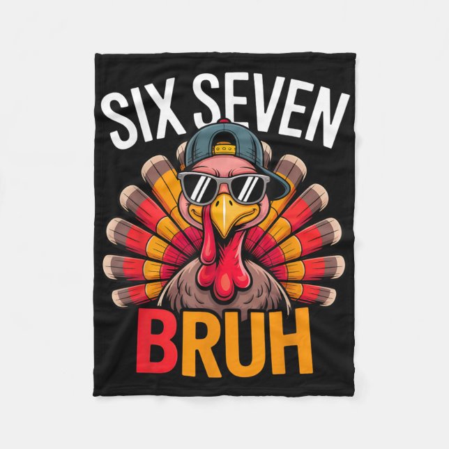 Couverture Polaire Six Seven Bruh 6 7 Mème Dinde de Thanksgiving Garç (Devant)