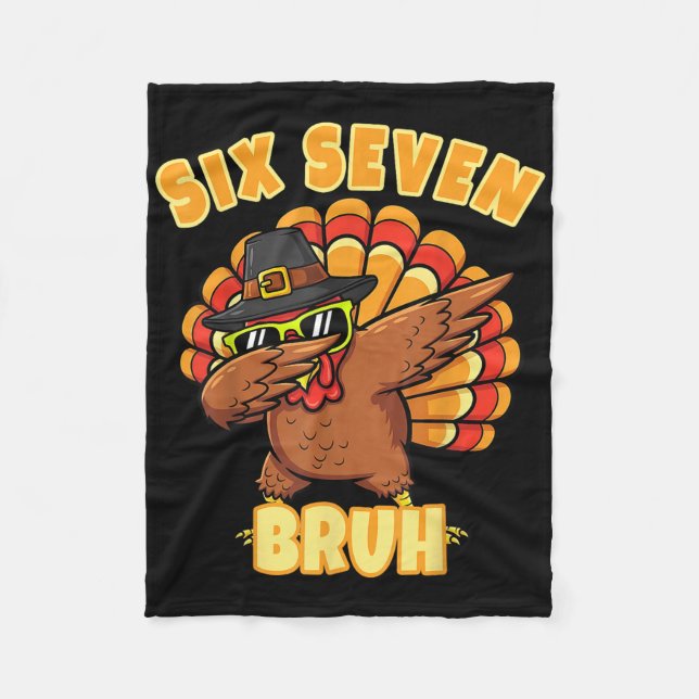 Couverture Polaire Six Seven Bruh Dabbing Dinde de Thanksgiving 67 Me (Devant)