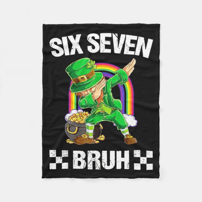 Couverture Polaire Six Seven Bruh Dabbing Leprechaun Saint-Patrick  (Devant)