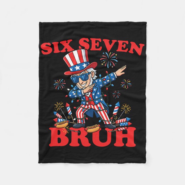 Couverture Polaire Six Seven Bruh Drôle 4 juillet Dabbing Sam 6-7 4 j (Devant)