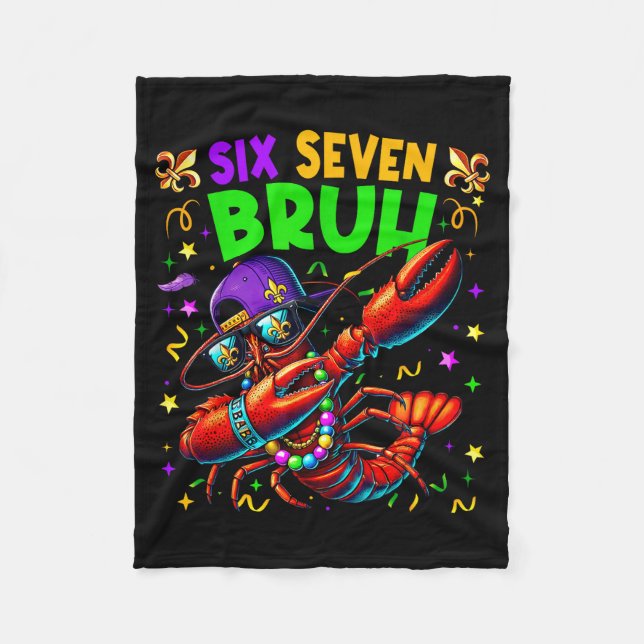 Couverture Polaire Six Seven Bruh Mardi Gras Dabbing Crawfish Men Wom (Devant)