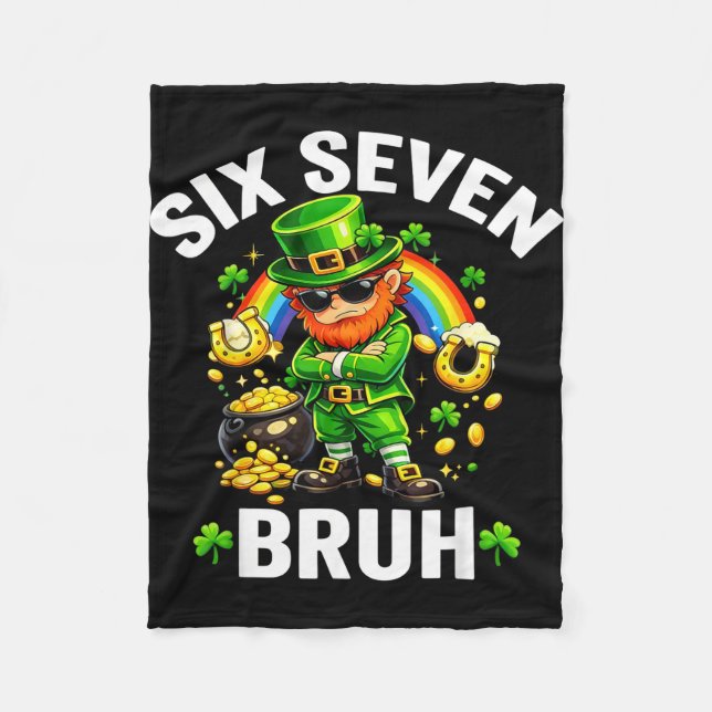 Couverture Polaire Six seven bruh st patrick’s day funny leprechaun (Devant)