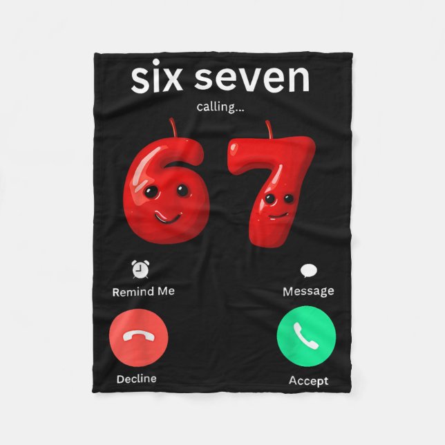 Couverture Polaire Six Seven Calling Meme Minimalist Trendy Phone Scr (Devant)
