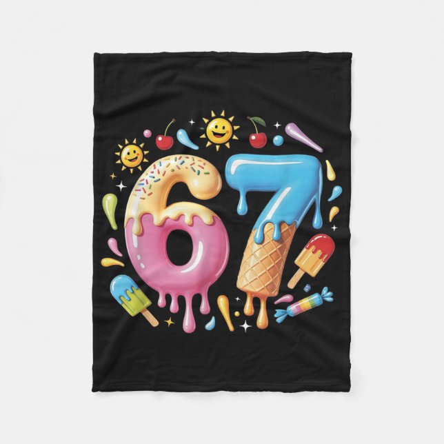 Couverture Polaire Six Seven Ice Cream Drip Cool Meme 67 Funny Number (Devant)