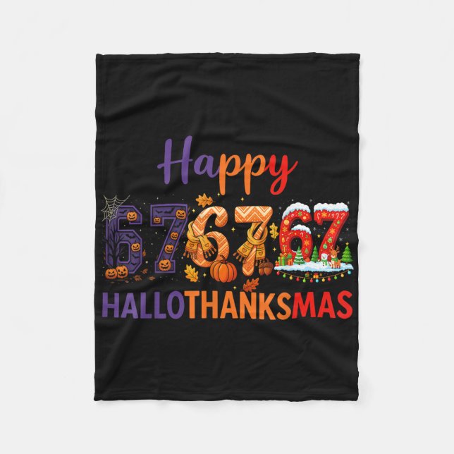 Couverture Polaire Six Seven Meme 67 Hallothanksmas Halloween Noël (Devant)