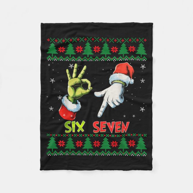 Couverture Polaire Six Seven Skeleton Meme Noël Sweat Ugly 67  (Devant)