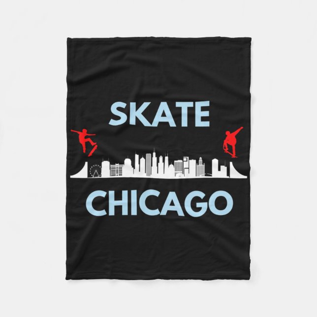 Couverture Polaire Skate Chicago Il Skateboarding Fans Chicago Skylin (Devant)