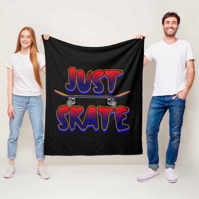 Couverture Polaire Skate Skateboard Red Blue Skateboarder (En situation)
