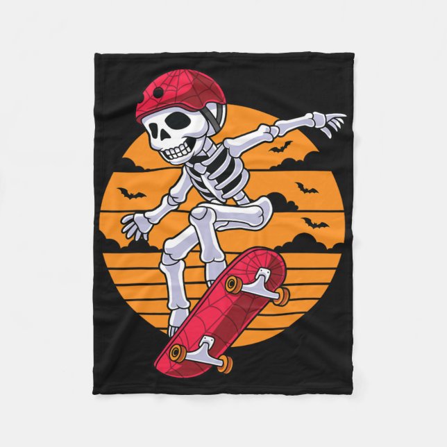 Couverture Polaire Skateboard éffrayant Skeleton Funny Skate (Devant)
