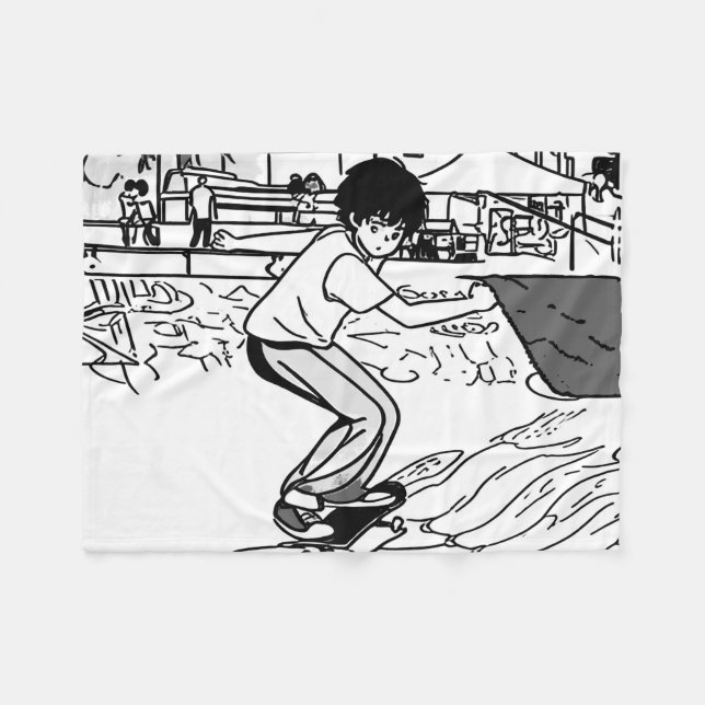 Couverture Polaire Skateboard Moves - Young Skateboarder (Devant (Horizontal))