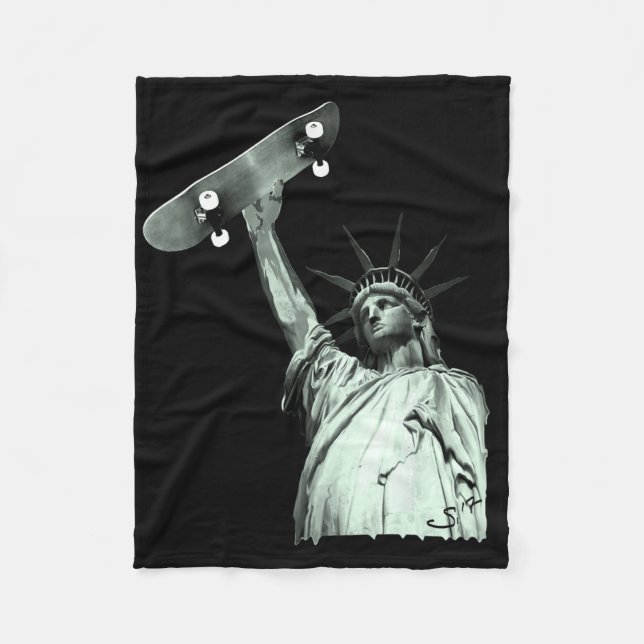 Couverture Polaire Skateboard Statue Of Liberty Skateboarding Freedom (Devant)