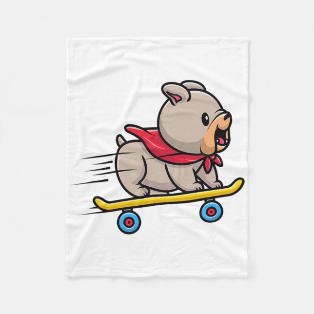 Couverture Polaire Skateboarding Bulldog Puppy Funny Skateboard Dog S (Devant)