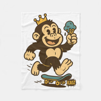 Couverture Polaire Skateboarding Monkey With Crown And Ice-cream-cone
