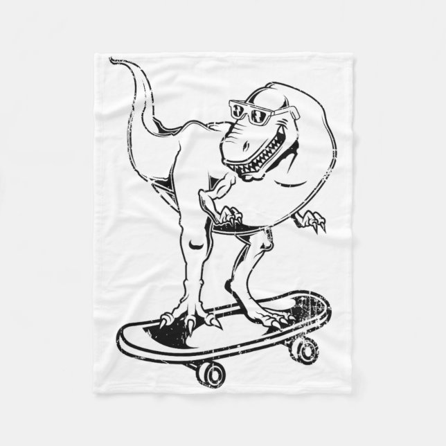 Couverture Polaire Skateboarding Te-rex Dinosaur  (Devant)