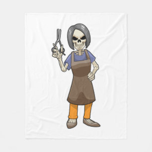 Couverture Polaire Skeleton as Hairdresser with Scissors