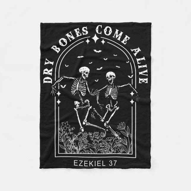 Couverture Polaire Skeleton Bible Verse Os Sèches Venez Vivant Christ (Devant)