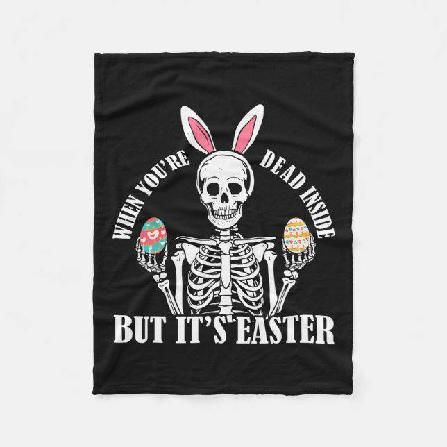 Couverture Polaire Skeleton Bunny Mort À L'Intérieur Mais Pâques Drôl (Devant)