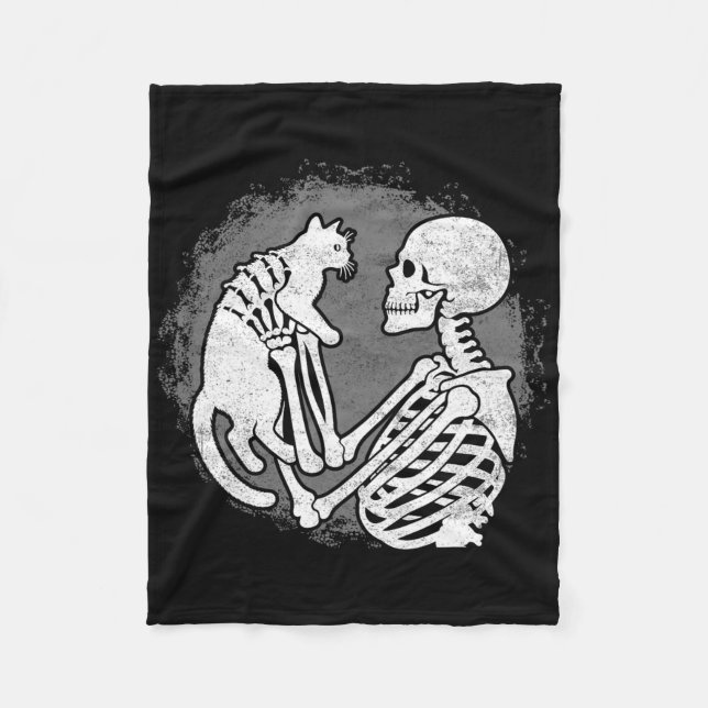 Couverture Polaire Skeleton Chat Crâne Kitty mignonne Halloween Homme (Devant)