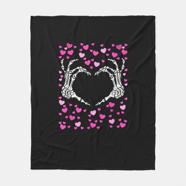 Couverture Polaire Skeleton Coeur main Valentines Jour Funny Viral (Devant)