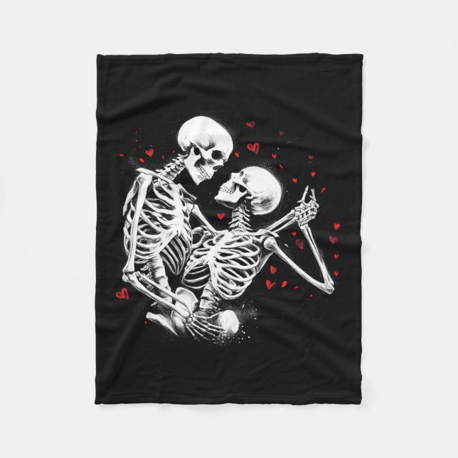 Couverture Polaire Skeleton Couple pour la Saint Valentin d'Halloween (Devant)