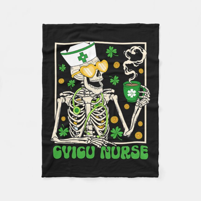 Couverture Polaire Skeleton Cvicu Infirmière Coffee Shamrock P (Devant)