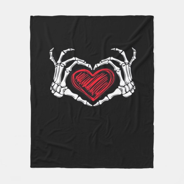 Couverture Polaire Skeleton des mains du coeur (Devant)