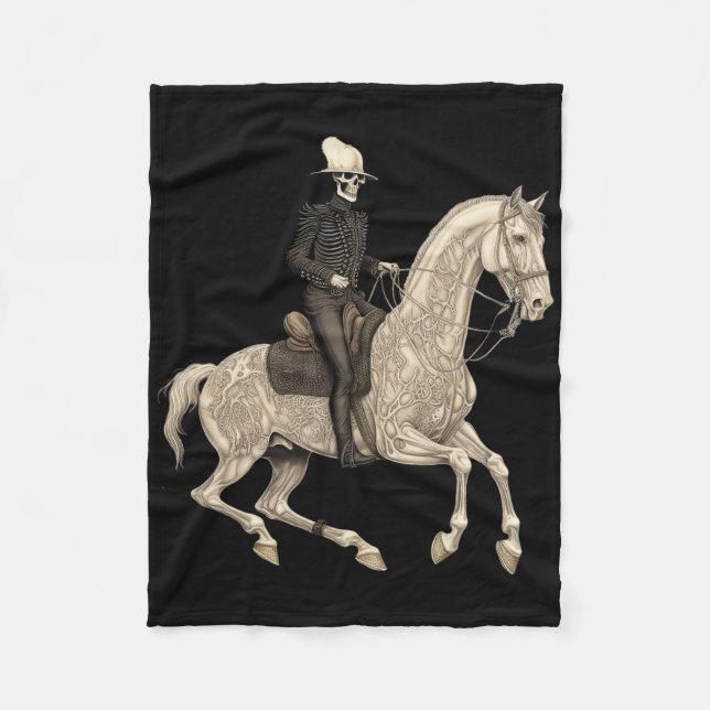 Couverture Polaire Skeleton équitation Cheval Cowboy Horse Lover Hall (Devant)
