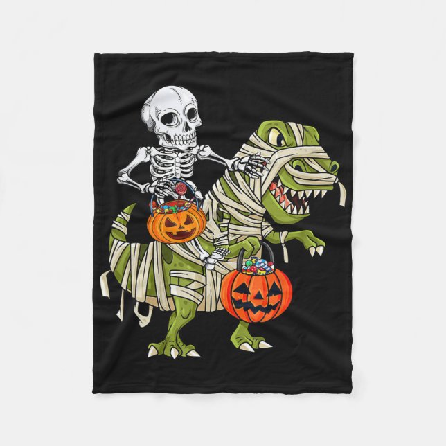 Couverture Polaire Skeleton équitation maman Dinosaur T Rex Halloween (Devant)