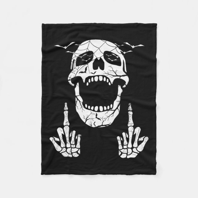 Couverture Polaire Skeleton Halloween Bones Halloween Doigt Moyen (Devant)