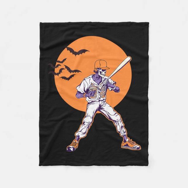 Couverture Polaire Skeleton Halloween Hommes garçons Baseball Hallowe (Devant)