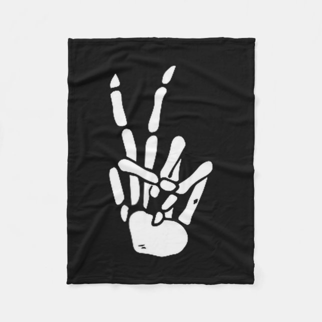 Couverture Polaire Skeleton Hand Peace Sign Bone  (Devant)