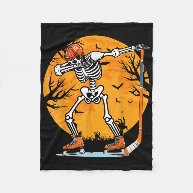 Couverture Polaire Skeleton Hockey sur glace Halloween Garçons Dabbin (Devant)
