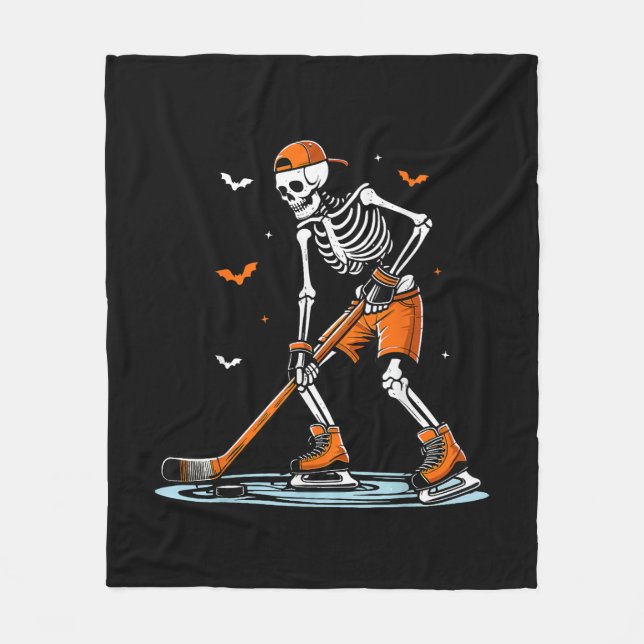 Couverture Polaire Skeleton Hockey sur glace Halloween garçons Drôle  (Devant)