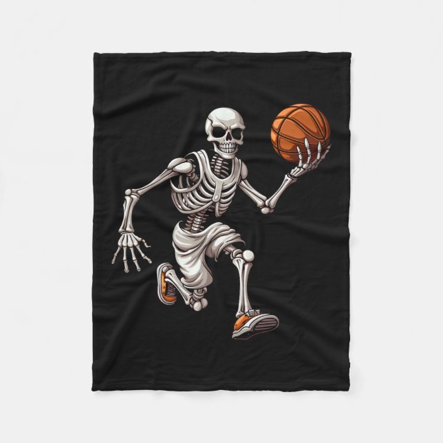 Couverture Polaire Skeleton Jouer Basket Halloween Crâne Lover (Devant)