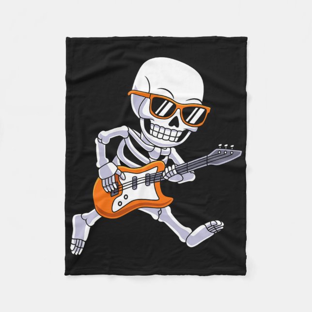 Couverture Polaire Skeleton Jouer Guitare Rock Et Roll Boys Enfants (Devant)