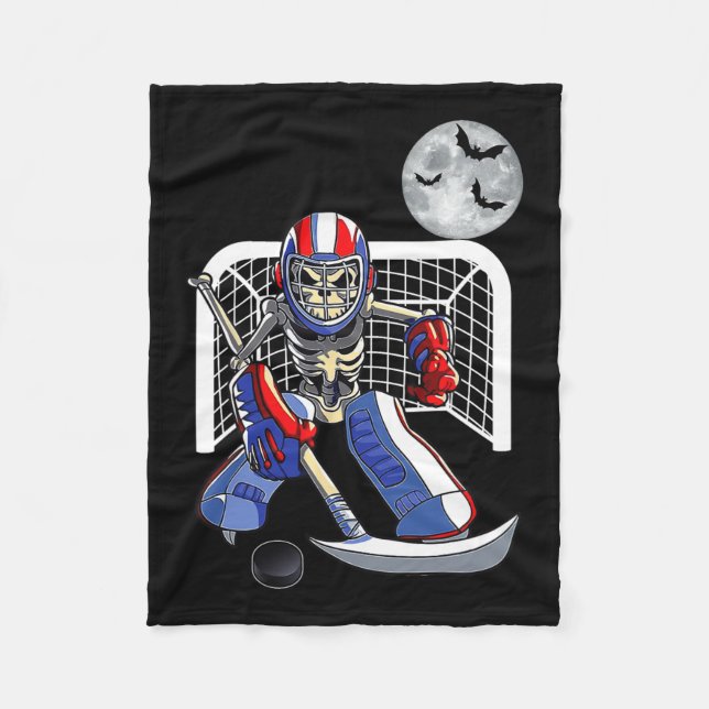 Couverture Polaire Skeleton Jouer Hockey sur glace Joyeux Halloween J (Devant)