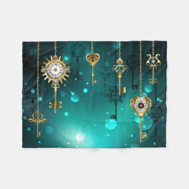 Couverture Polaire Skeleton Keys on Green Background (Devant (Horizontal))