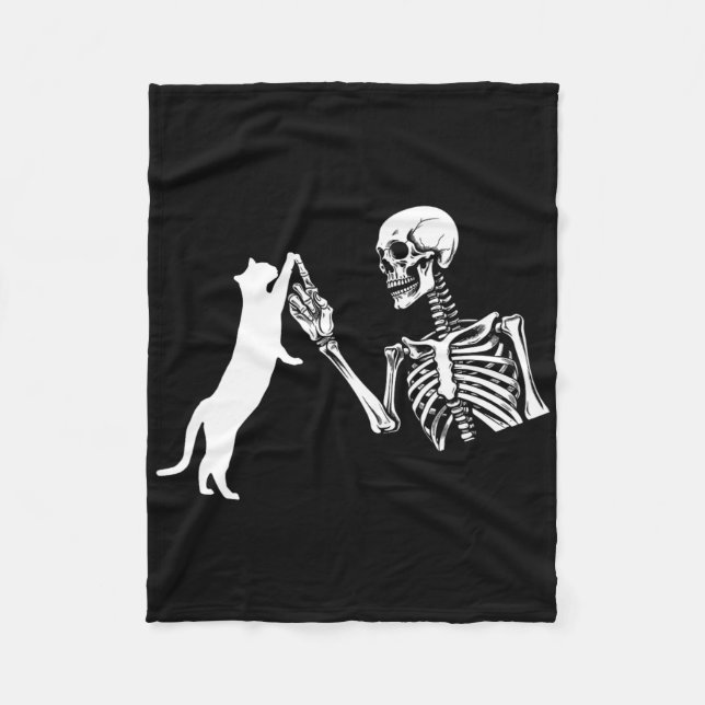 Couverture Polaire Skeleton Main Jouer Chat Amusant Halloween Costume (Devant)