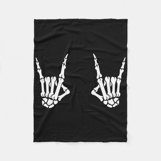 Couverture Polaire Skeleton Mains Rocker Rock Sur Rock Star (Devant)