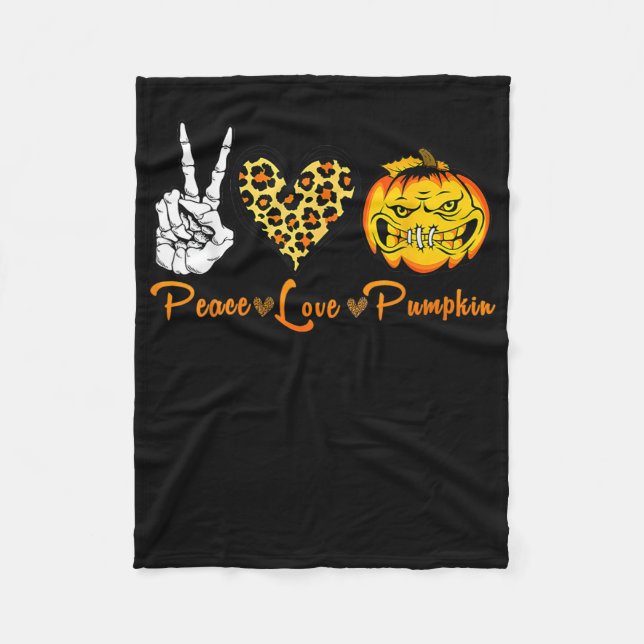 Couverture Polaire Skeleton Peace Leopard Love Citrouille effrayant H (Devant)