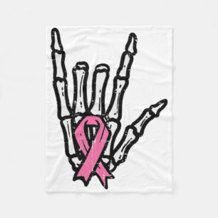 Couverture Polaire Skeleton Punk Rock Rocker Pink Breast Cancer Aware