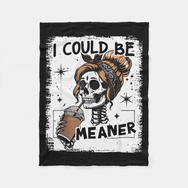 Couverture Polaire Skeleton Retro I Could Be Meaner Skull Halloween  (Devant)