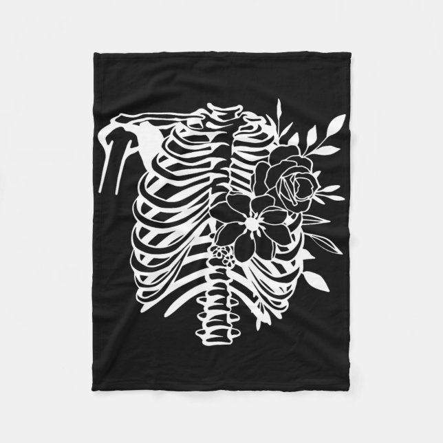 Couverture Polaire Skeleton Rib Cage Fleur Easy Halloween Costume 1 (Devant)