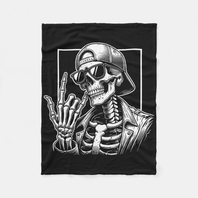Couverture Polaire Skeleton Rock Halloween Costume Rocker Cool R (Devant)